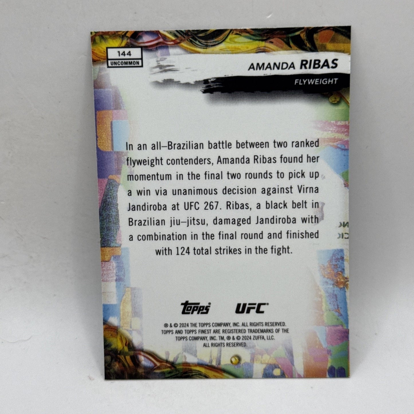 2024 Topps Finest UFC Amanda Ribas Uncommon Aqua Green Glitter #144