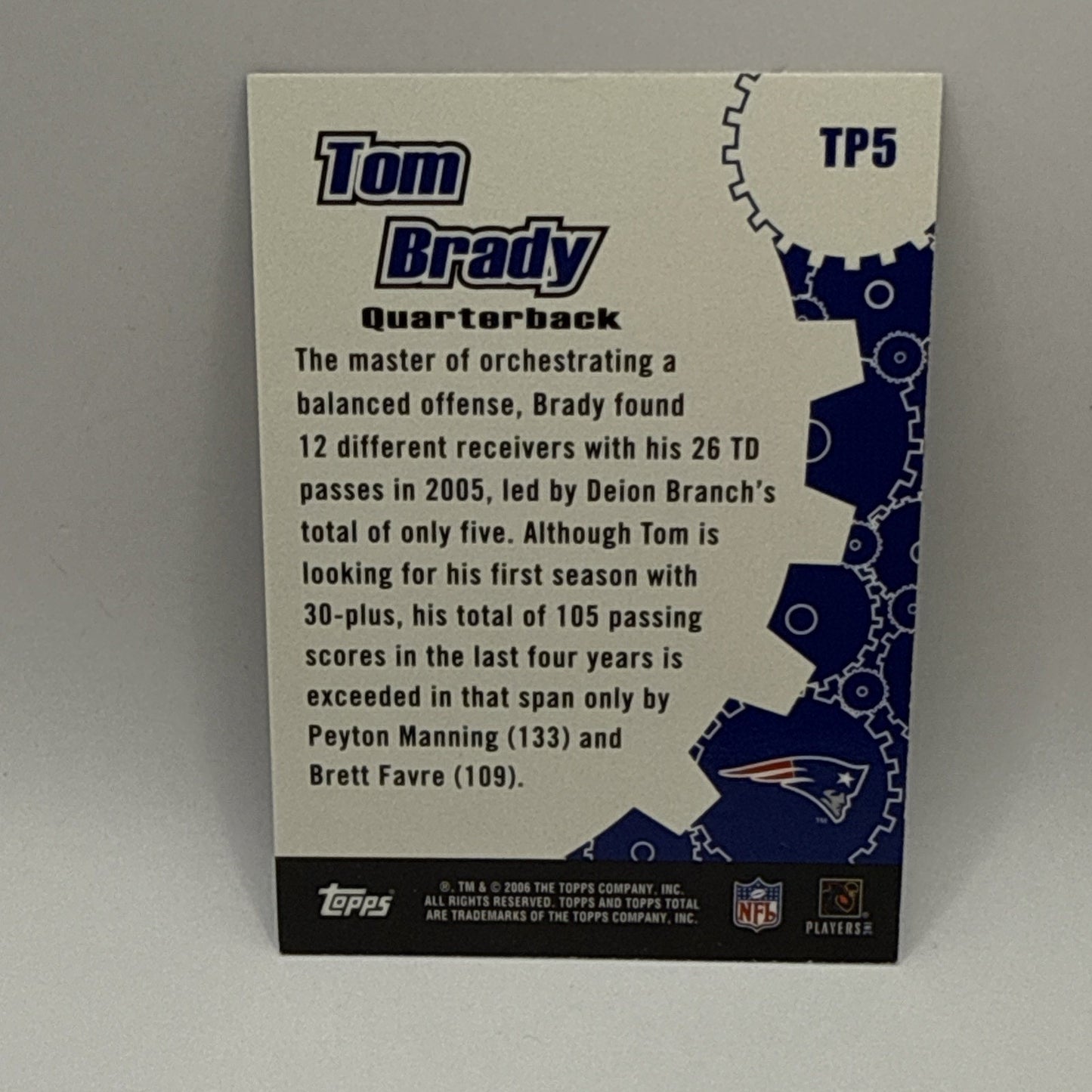 Tom Brady 2006 Topps Total #TP5 Total Production NFL Patriots HOF QB