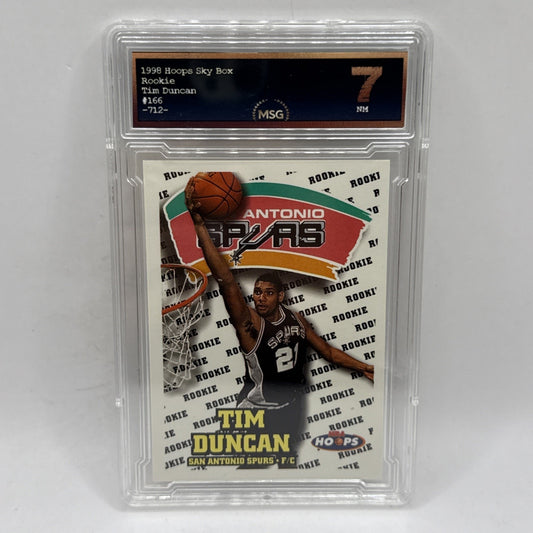 1997 Hoops #166 TIM DUNCAN Rookie NBA San Antonio Spurs Graded 7 NM Vintage