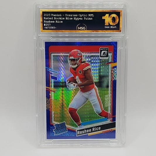 2023 Panini Donruss Optic - Rated Rookie Rashee Rice #257 Hyper Blue Graded 10