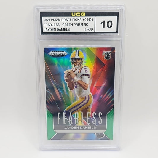 2024 Prizm Draft Picks #FJD Jayden Daniels Fearless Green Prizm Graded 10