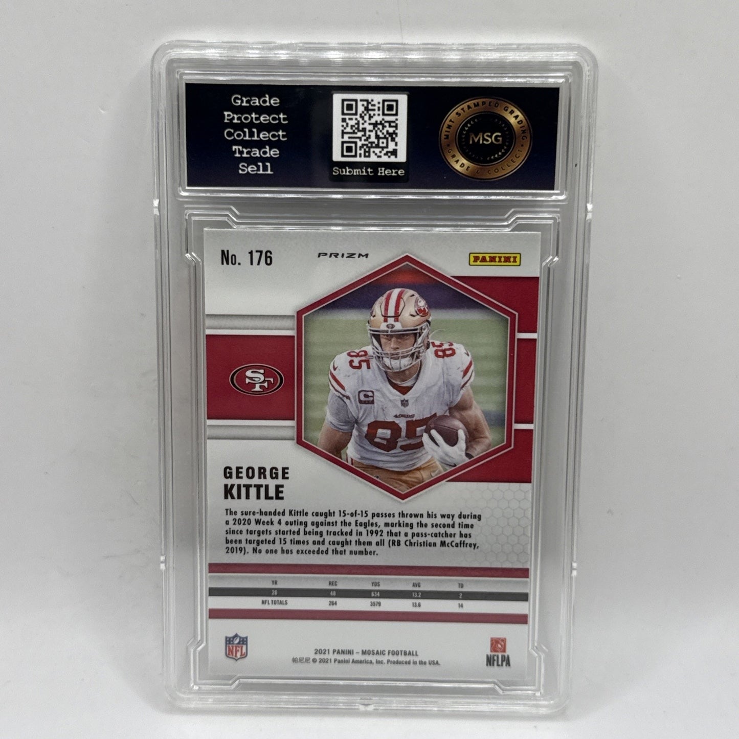 2021 Panini Mosaic #176 George Kittle San Francisco 49ers Green Prizm Graded 9
