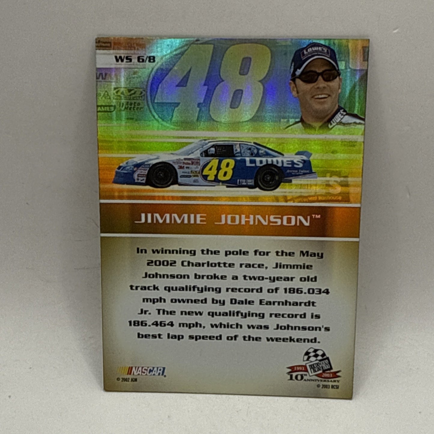 2003 Press Pass Jimmie Johnson Eclipse Warp Speed #WS6 NASCAR Trading Card Foil