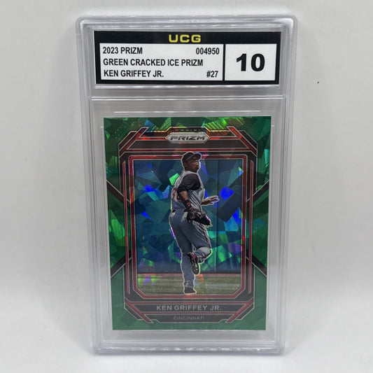 2023 Panini Prizm #27 Ken Griffey Jr. Green Ice Prizm MLB Graded 10 Gem Mint