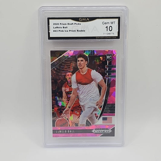 2020-21 Panini Prizm Draft Picks - LaMelo Ball #43 Pink Ice Prizm (RC) Graded 10