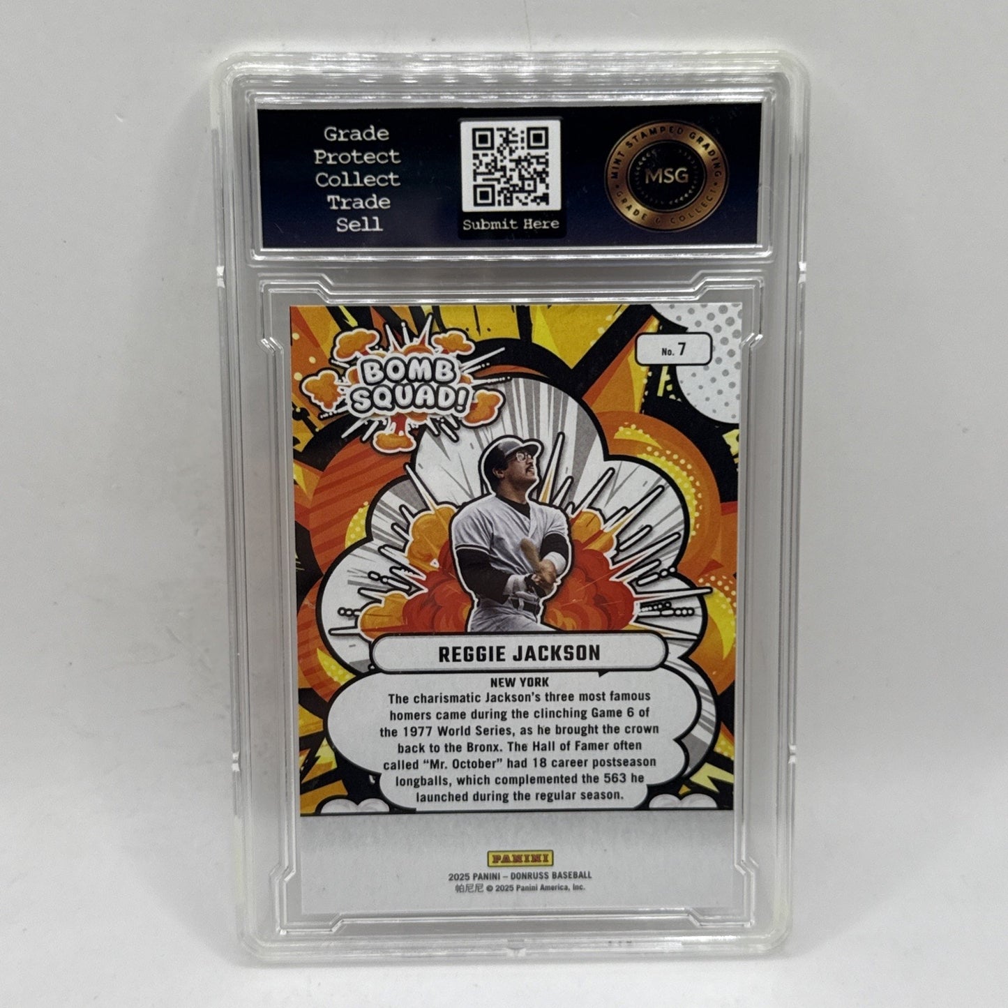 2025 Panini Donruss Baseball Card Bomb Squad No 7 Reggie Jackson Graded 7 NM