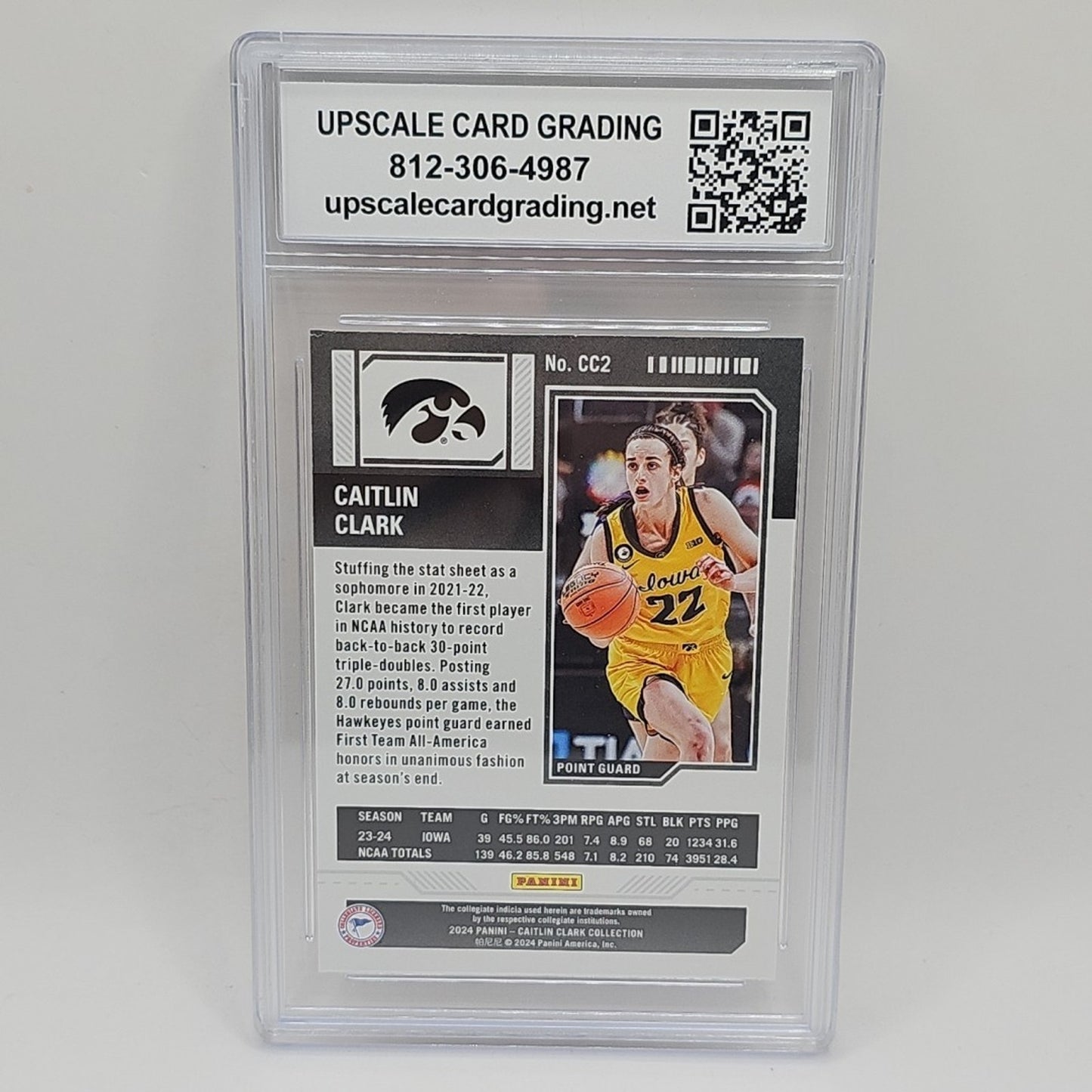 2024 Panini Donruss Caitlin Clark Indiana Fever Rookie Card #CC2 Graded 8 WNBA