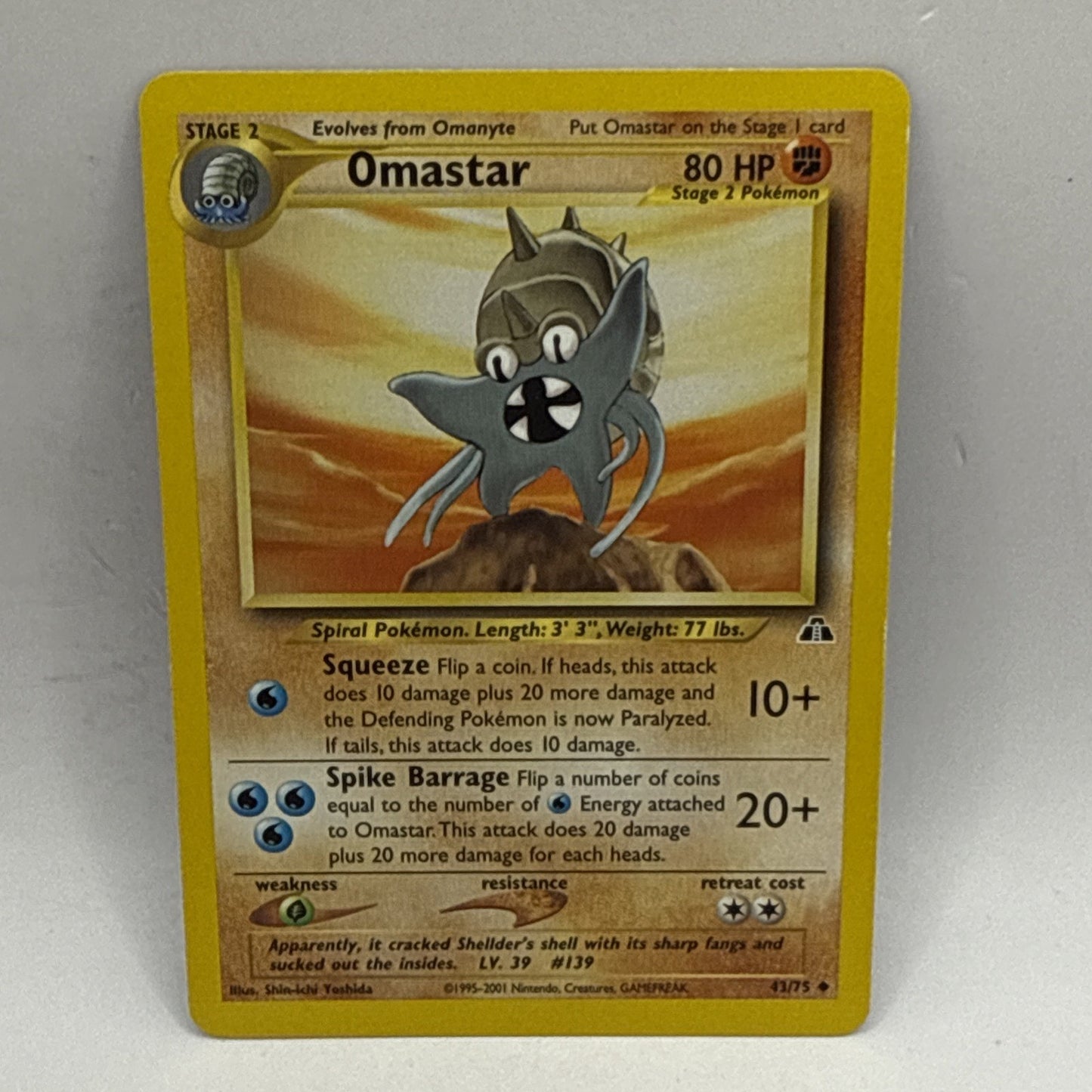 Omastar 43/75 Pokemon Neo Discovery Unlimited MP Tcg Collectible Card