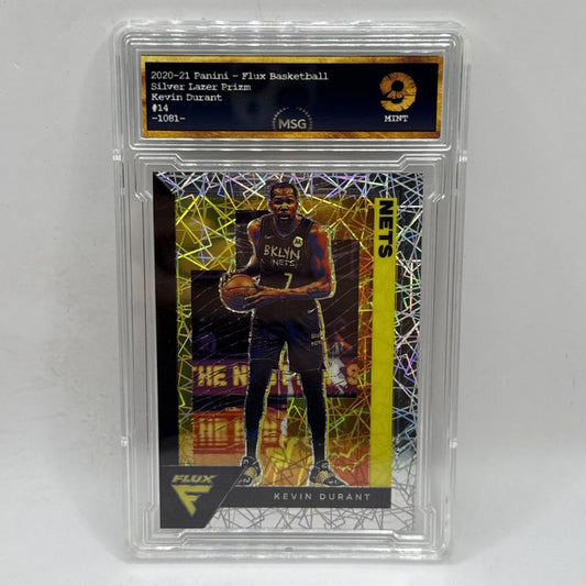 2020 Panini Flux Laser #14 Kevin Durant Prizm Brooklyn Nets Graded 9 Mint NBA