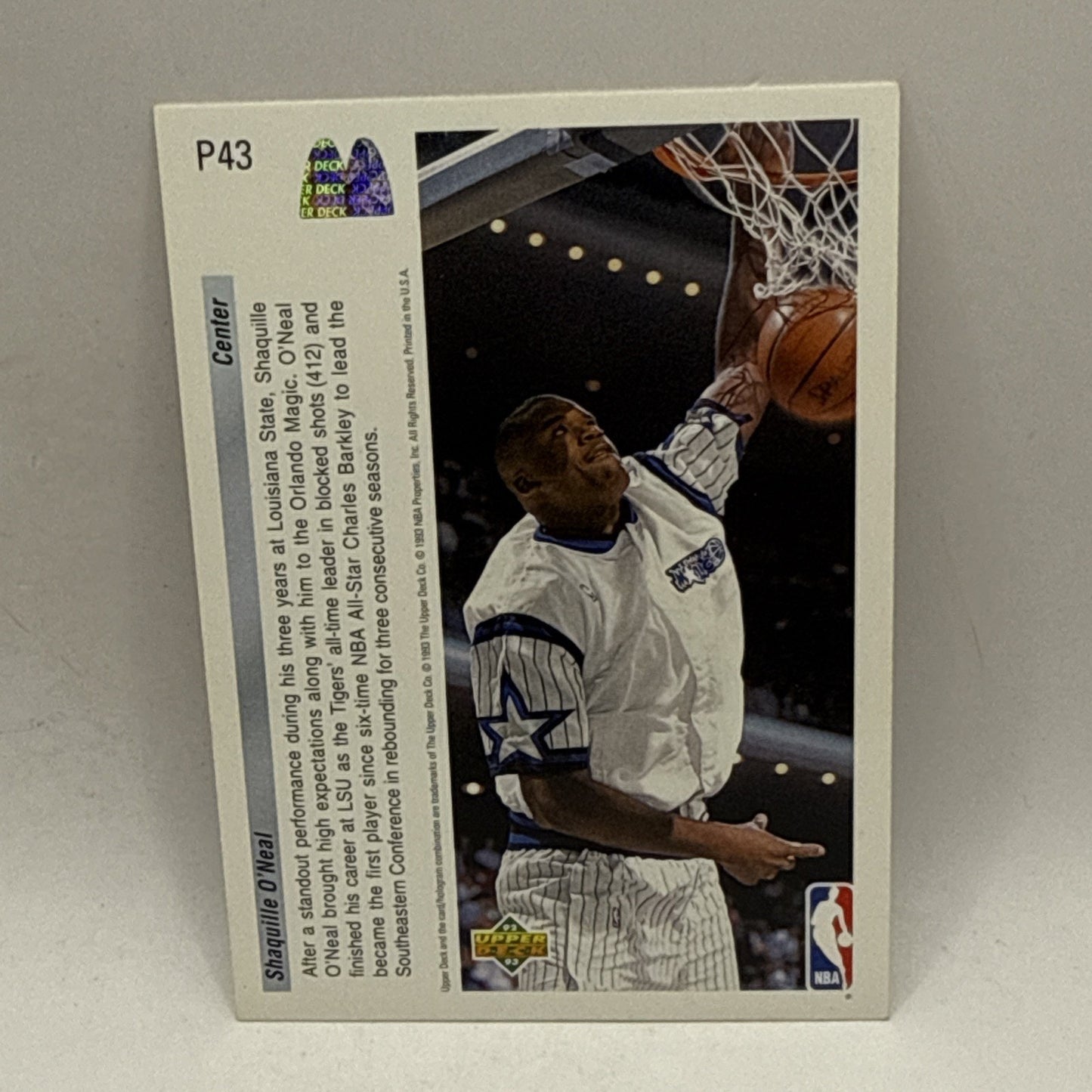 1992-93 Upper Deck McDonald's Future Force #P43 Shaquille O'Neal Shaq RC ROOKIE