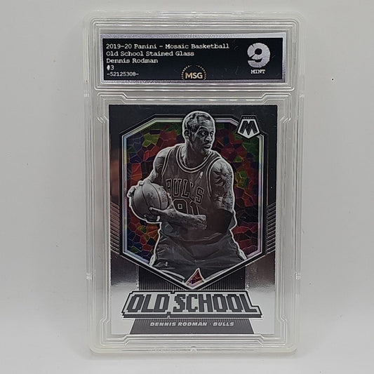 2019-20 Panini Mosaic #3 Dennis Rodman Old School Graded 9 Mint NBA Bulls