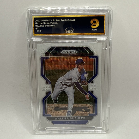 2022 Panini Prizm White Wave Prizm Walker Buehler #72 MLB Dodgers Graded 9 Mint