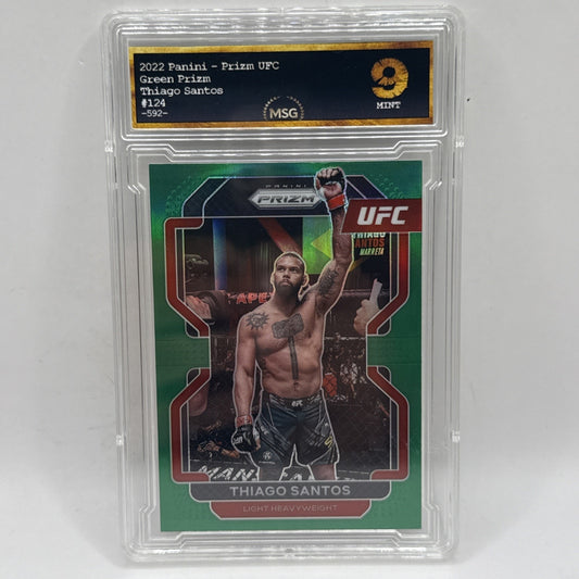 Thiago Santos 2022 Panini Prizm UFC Vertical Green Prizm Parallel #124 Graded 9