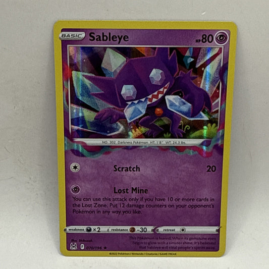 Sableye 070/196 - Lost Origin - Holo Rare - Pokemon TCG - LP Trading Card