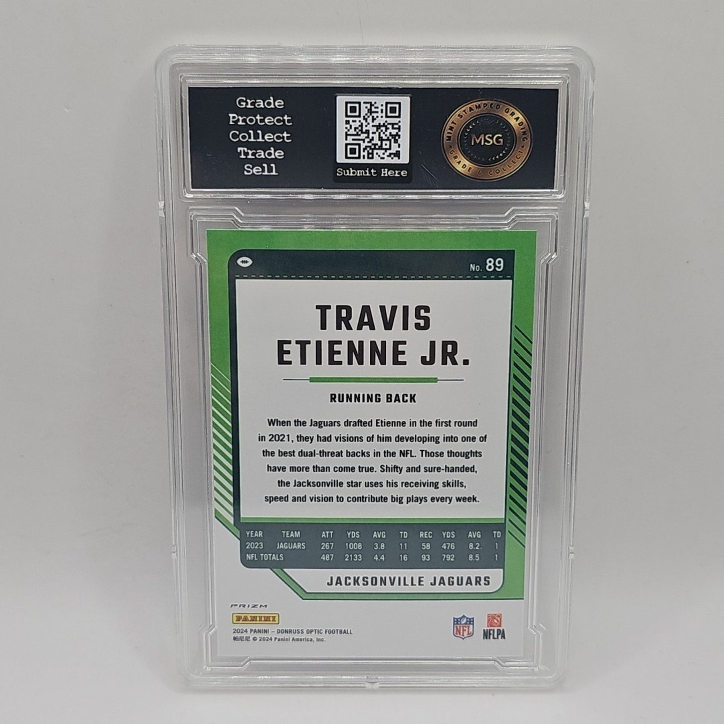 2024 DONRUSS OPTIC TRAVIS ETIENNE JR BLUE STARS SSP #89 MSG GRADED 9 MINT NFL