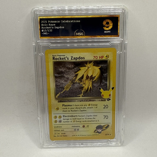 Rocket's Zapdos, SWSH Celebrations Pokemon Classic Collection, 15/132 Graded 9