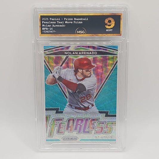 2021 Panini Prizm Nolan Arenado Teal Wave Prizm Fearless #FR-16 MSG GRADED 9 MT