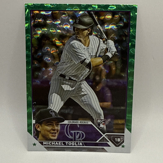 2023 Topps Series 2 - Michael Toglia RC 616 Green Foil /499 - Rockies - Error