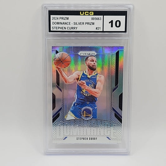2024 Panini Prizm Dominance Silver Stephen Curry NBA Warriors #21 Graded 10