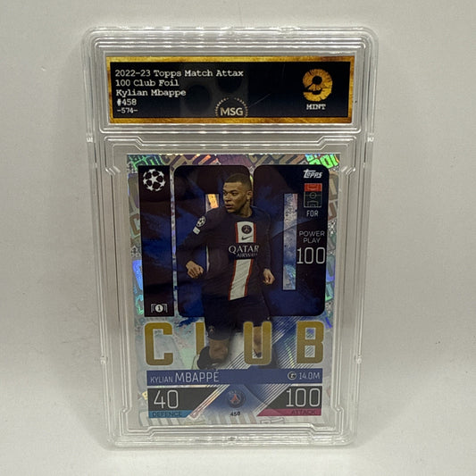 2022-23 Topps Match Attax UEFA Club - 100 Club Kylian Mbappe #458 Graded 9 Mint