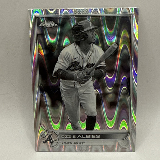 2022 Topps Chrome Sonic Ozzie Albies #205 Black And White RayWave Refractor MLB