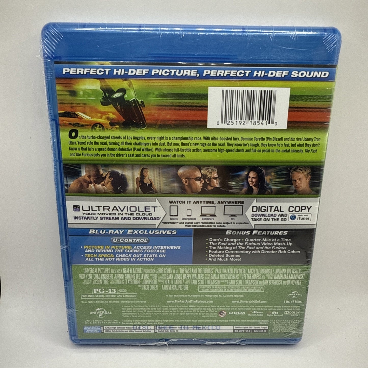 The Fast and the Furious Blu-ray The Original Car Racing Movie Action New Sealed