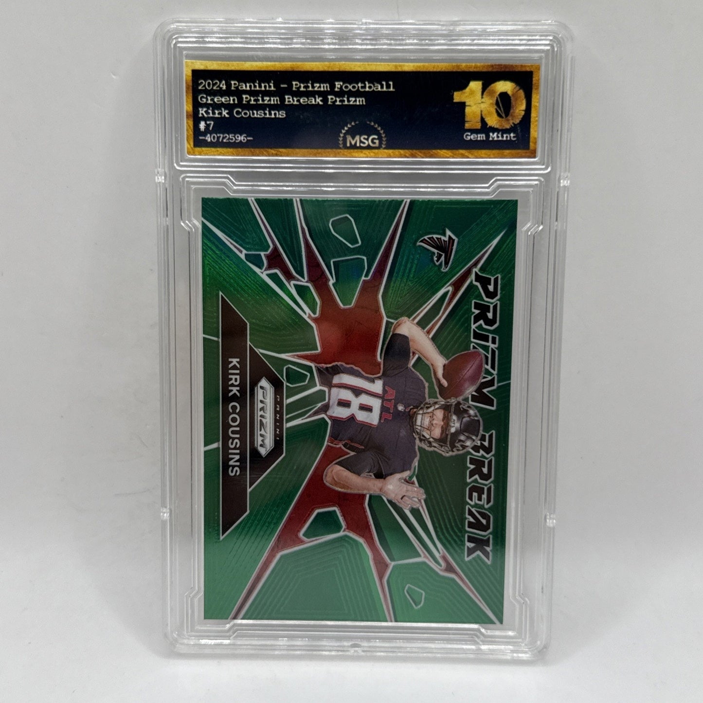 Kirk Cousins 2024 Panini Prizm Football #7 Prizm Break Green Atlanta Falcons