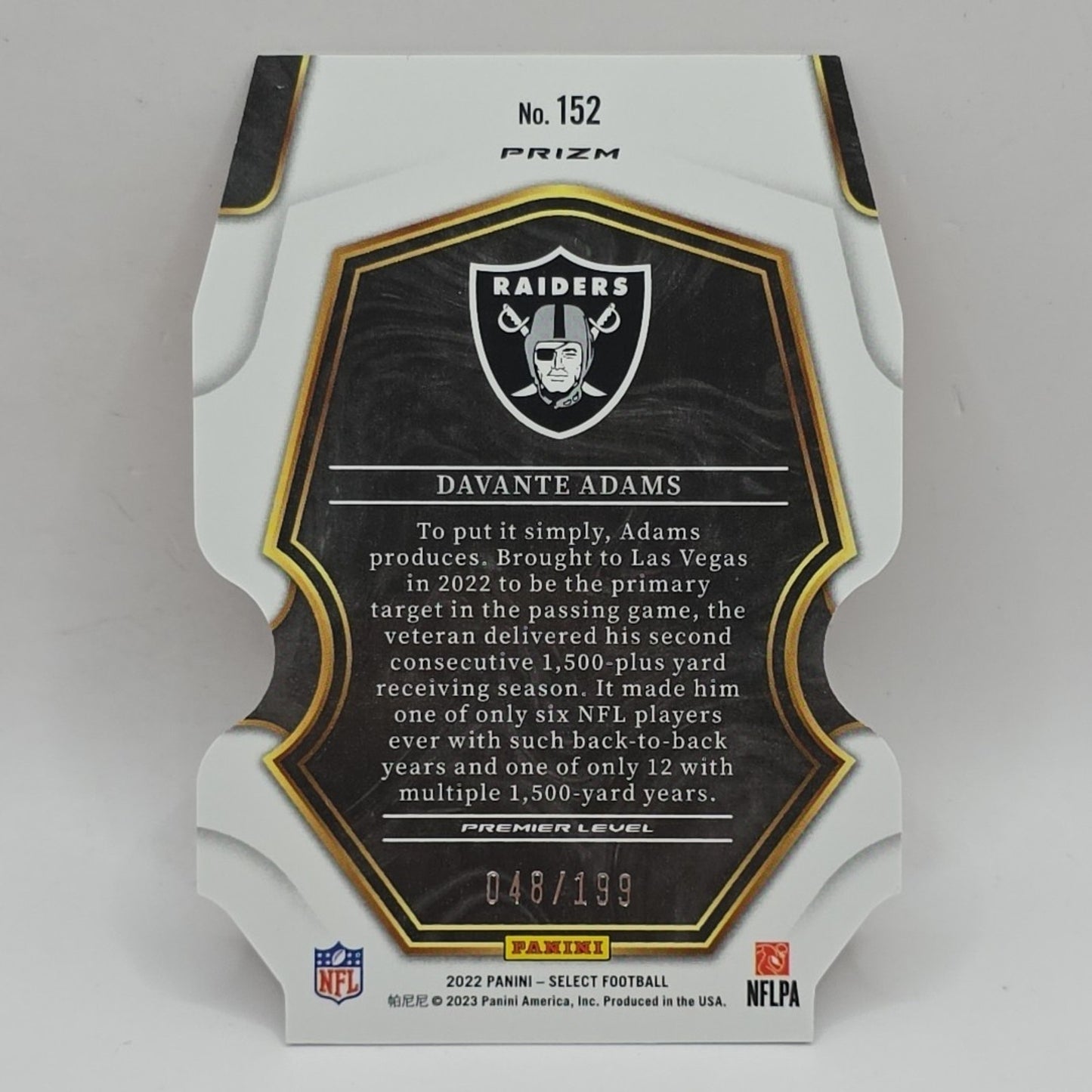 2022 Panini Select DAVANTE ADAMS #152 Orange Prizm /199 Die-Cut NFL Raiders