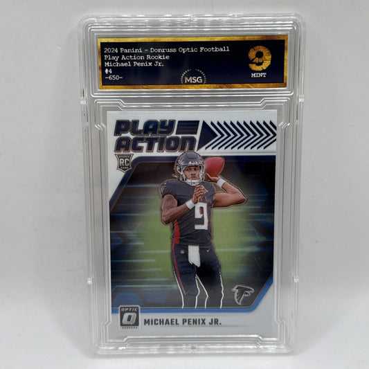 2024 Donruss Optic Michael Penix Jr. Play Action Rookie #4 NFL Falcons Graded 9