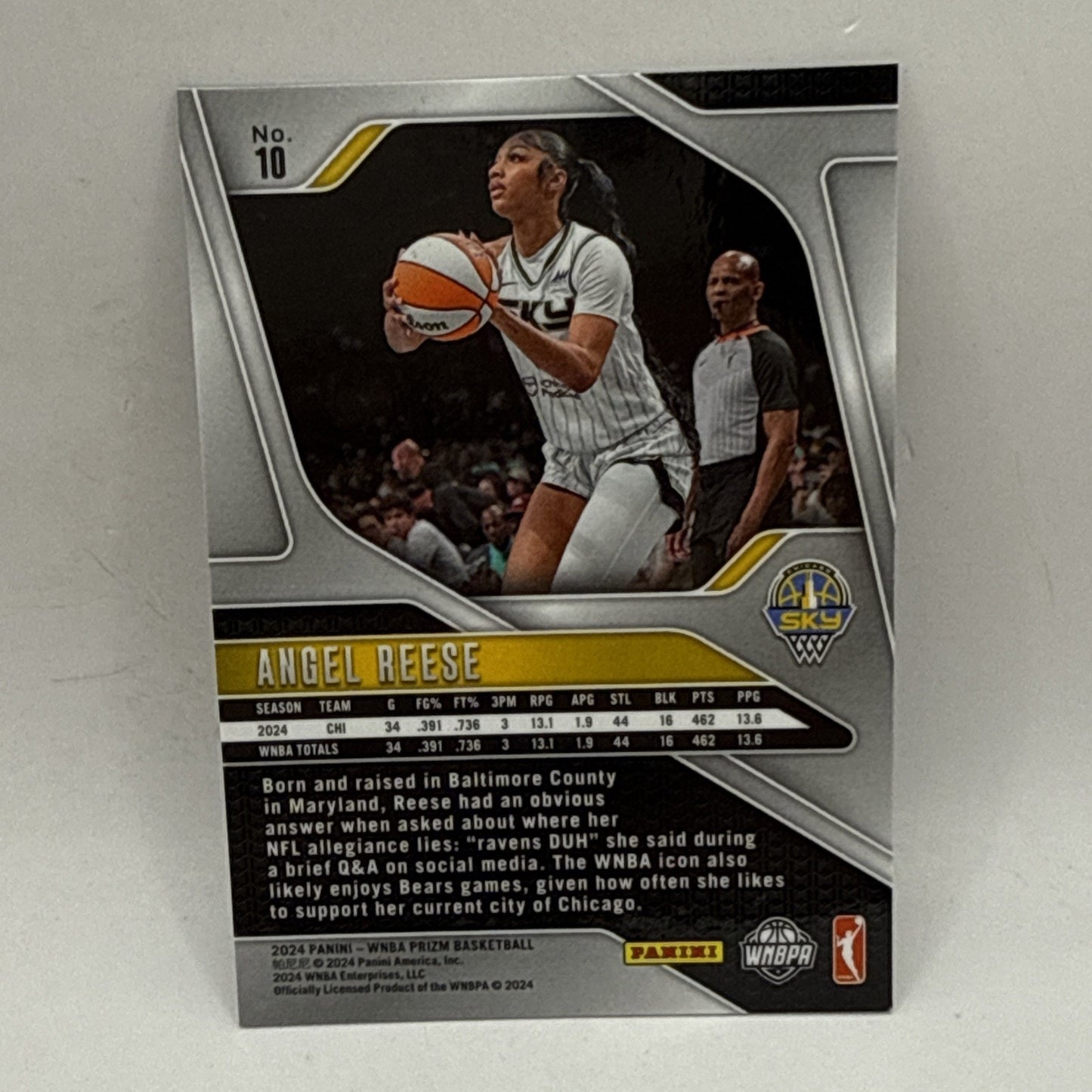 Angel Reese Rookie Card 2024 Panini Prizm WNBA Base Rookie Card- #10 Chicago Sky