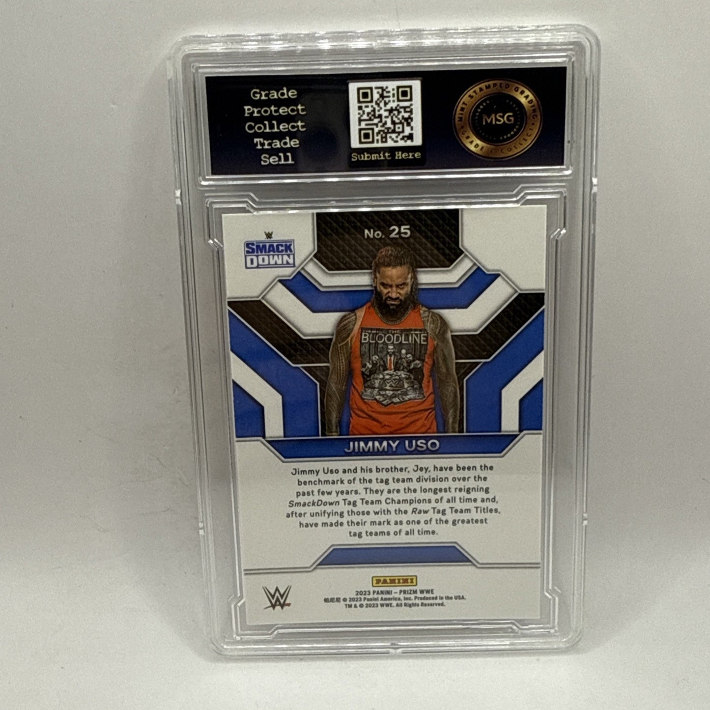 2023 Jimmy Uso Panini Prizm WWE Top Tier #25 Graded 8 Collectible Card