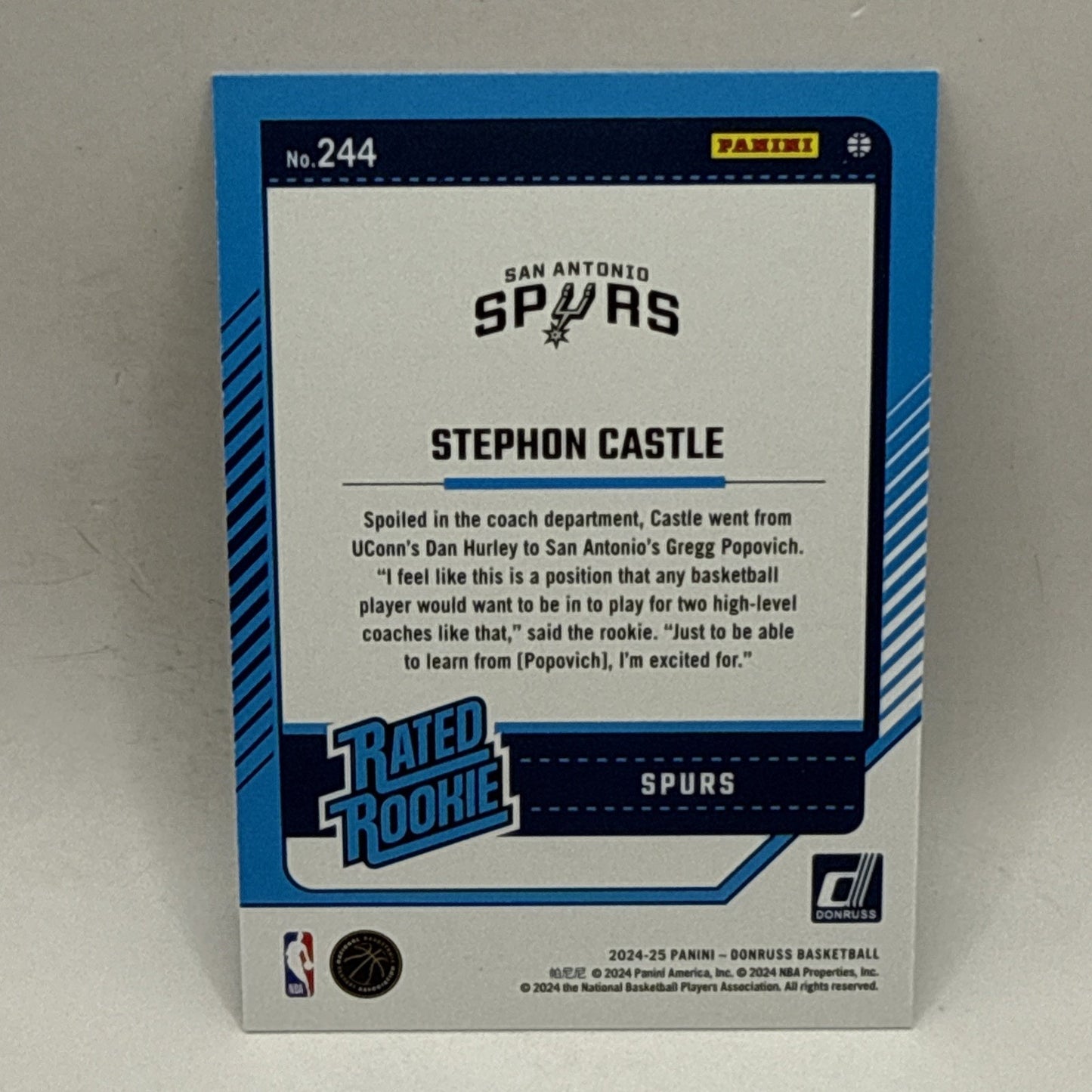 2024-25 Donruss Basketball Stephon Castle Rated Rookie Holo Green Lazer ROTY