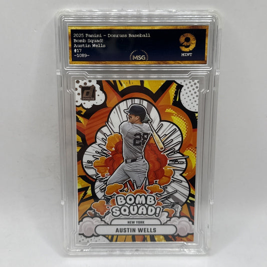 2025 Panini Donruss - Bomb Squad Austin Wells #17 Graded 9 Mint MLB Card