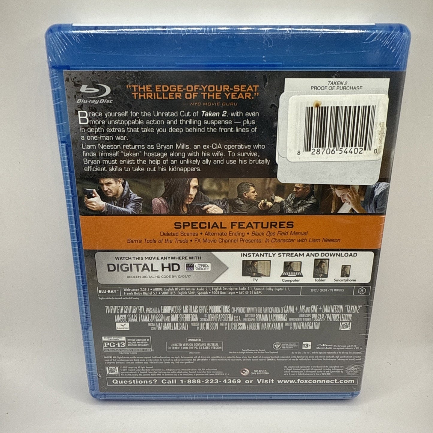 Taken 2 (Unrated Cut) [Blu-ray + Digital HD, 2014] Liam Neeson | New & Sealed