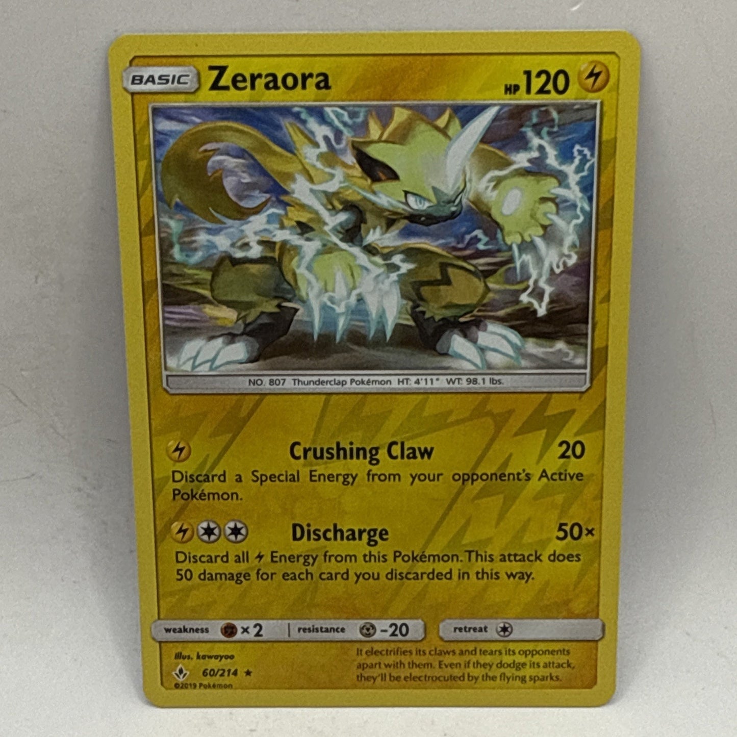 Zeraora - 60/214 - Reverse Holo Rare - Unbroken Bonds - MP Card