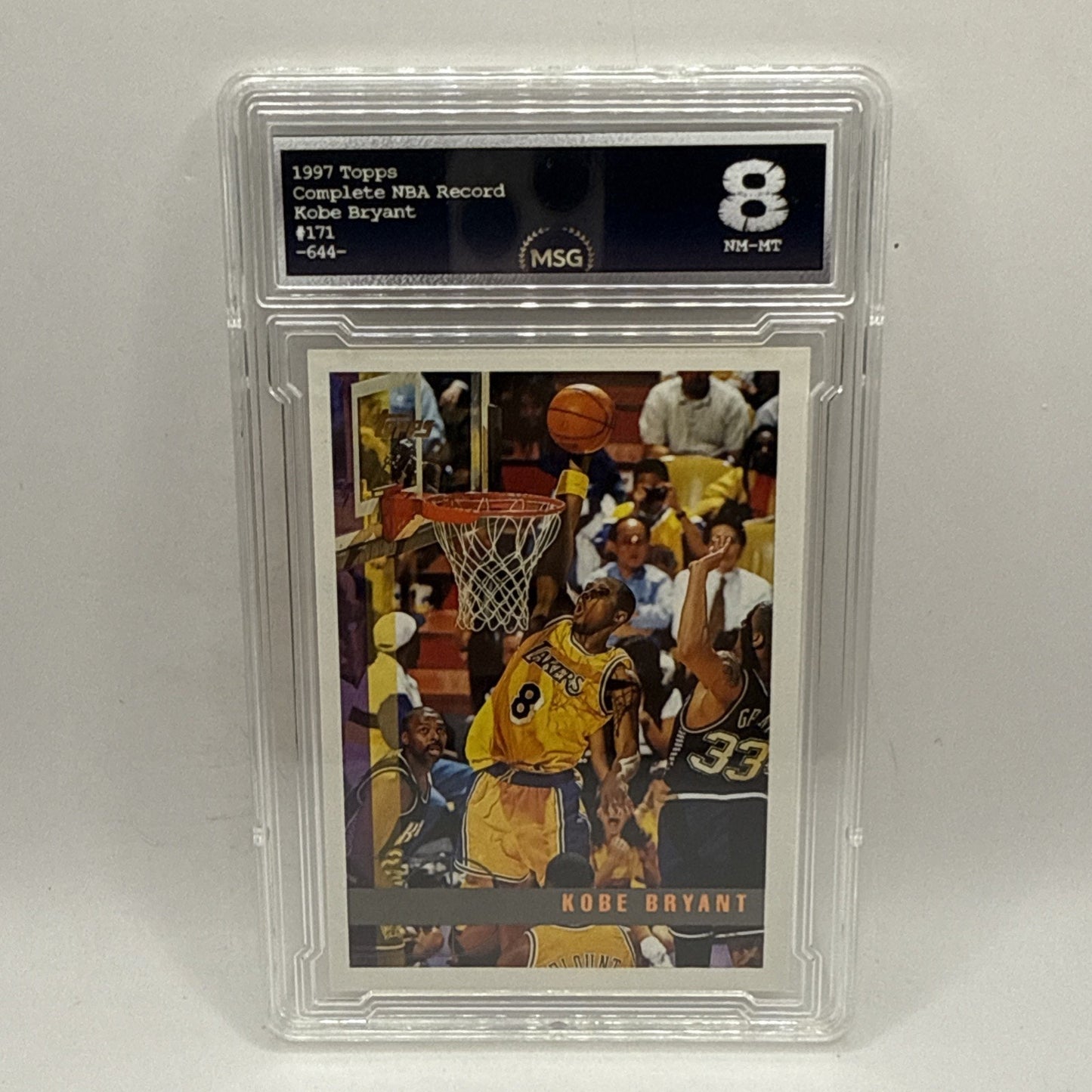 1997-Topps Kobe Bryant #171 Los Angeles Lakers 2nd Year Basketball Card Graded 8