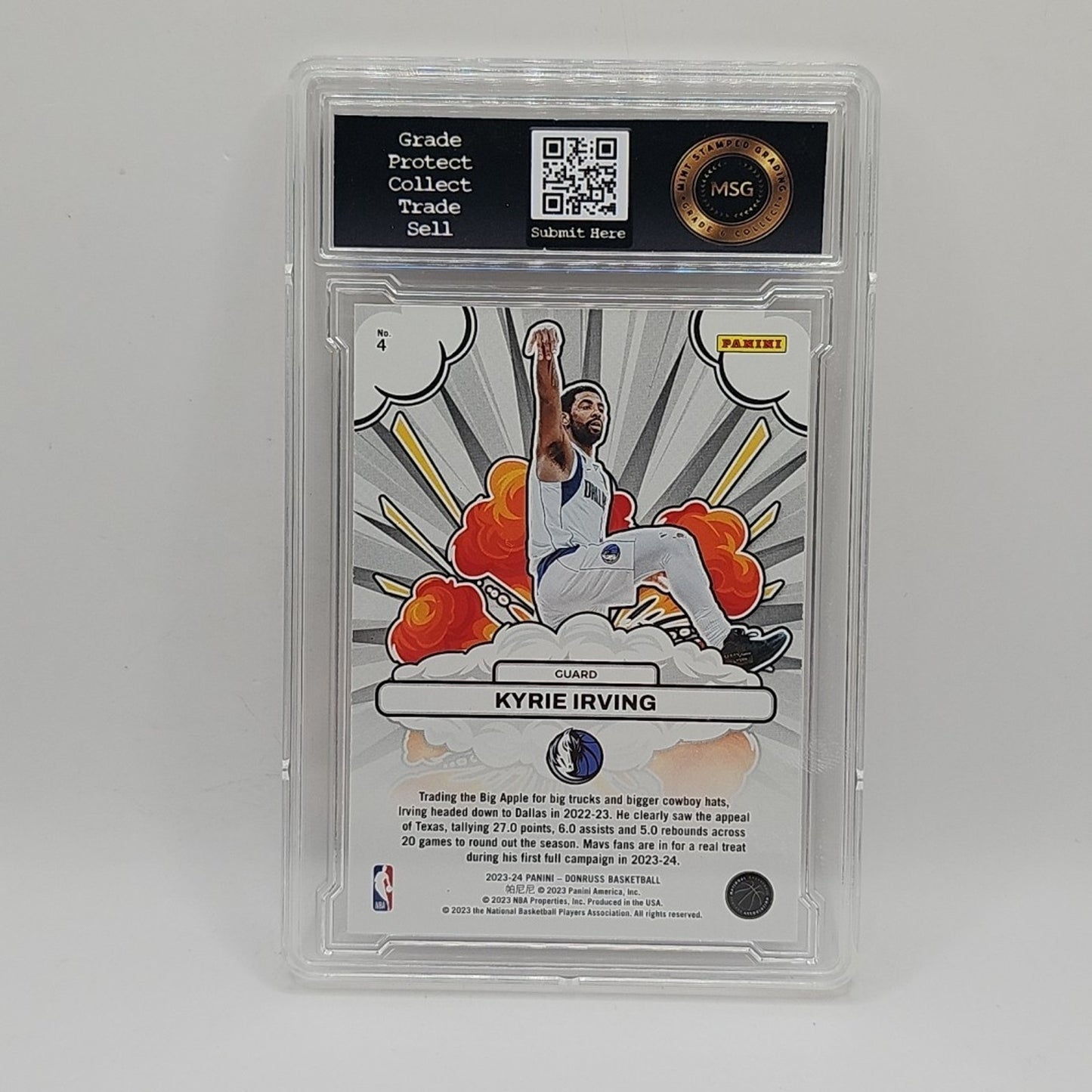 Kyrie Irving 2023 Panini Donruss Bomb Squad #4 Dallas Mavericks Graded 9 NBA