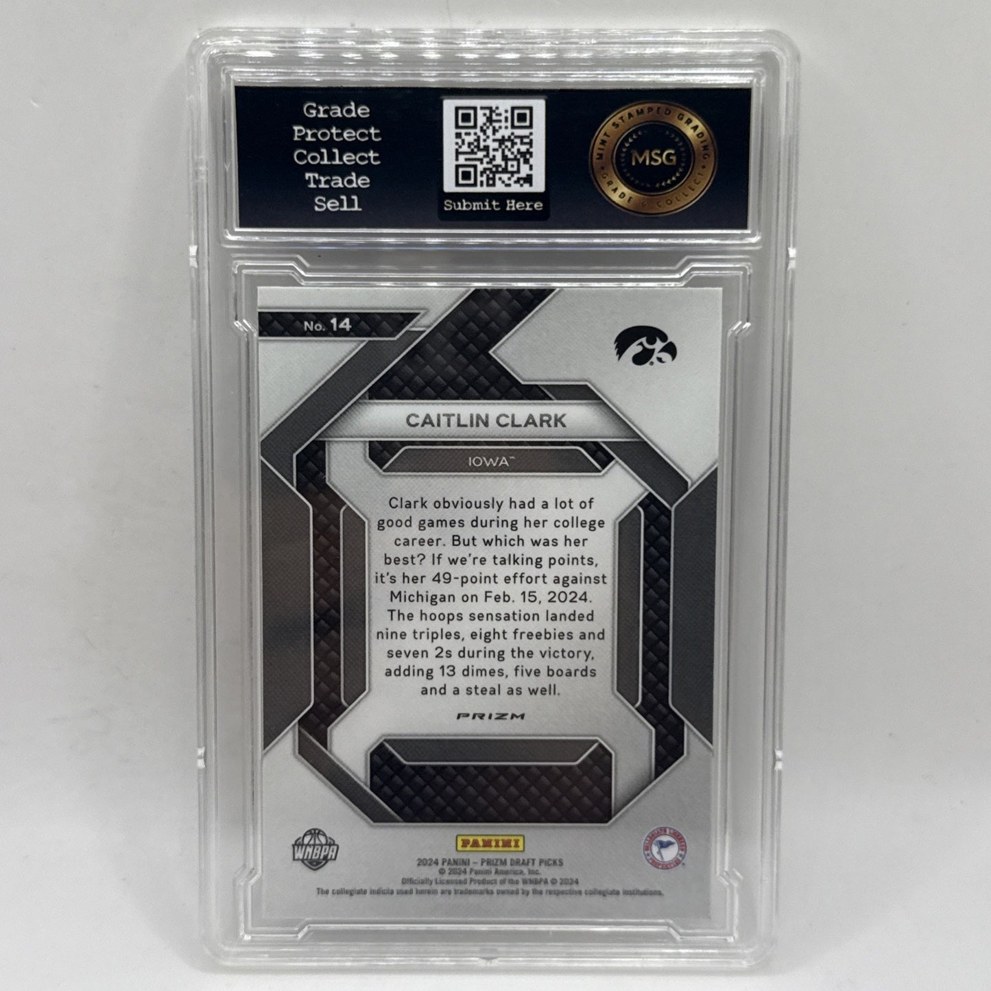 2024 Panini Prizm Draft Picks Caitlin Clark New Recruits Silver Rookie Graded 9