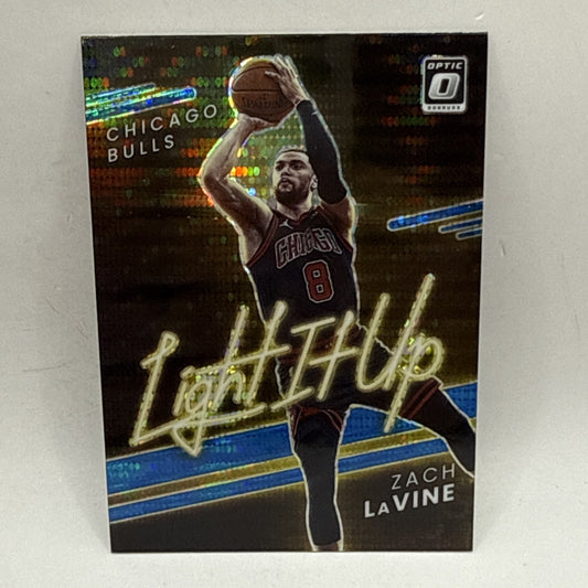 2021-22 Optic Zach Lavine Bulls Light it Up Blue Pulsar Holo Basketball Card #12