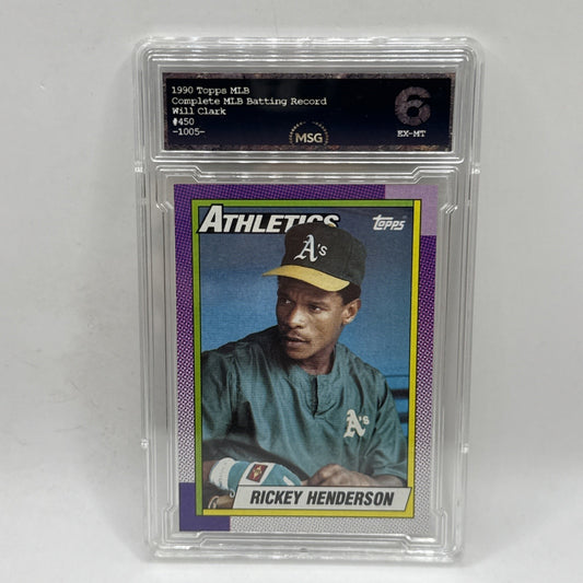 1990 Topps Baseball Cards Rickey Henderson Oakland Athletics #450 Graded 6