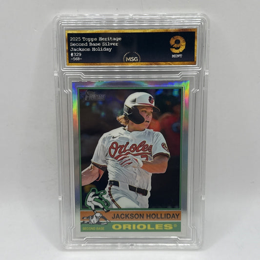 2025 Topps Heritage #329 Jackson Holliday Silver Chrome Refractor Orioles Graded
