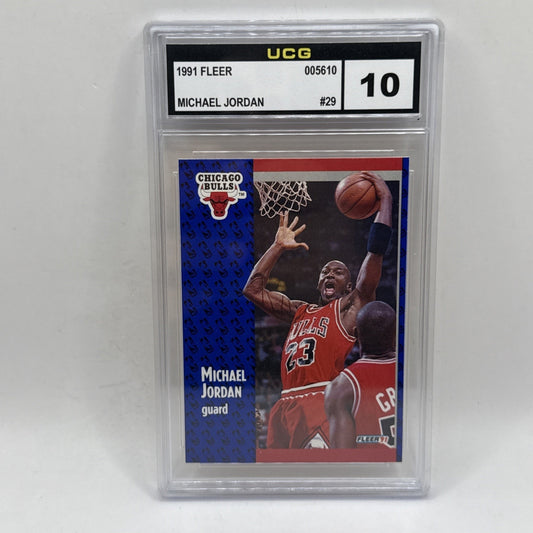 1991-92 Fleer Michael Jordan #29 Chicago Bulls Graded 10 Gem Mint Vintage NBA