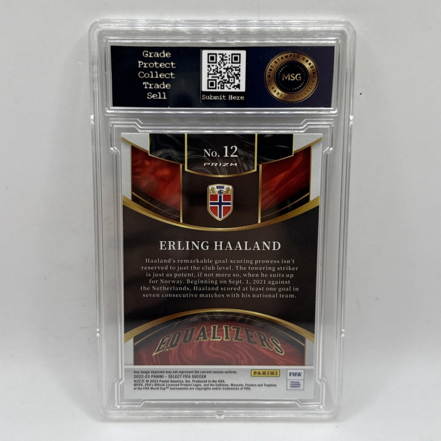 Panini Select FIFA ERLING HAALAND Equalizers Silver Prizm Norway #12 Graded 9