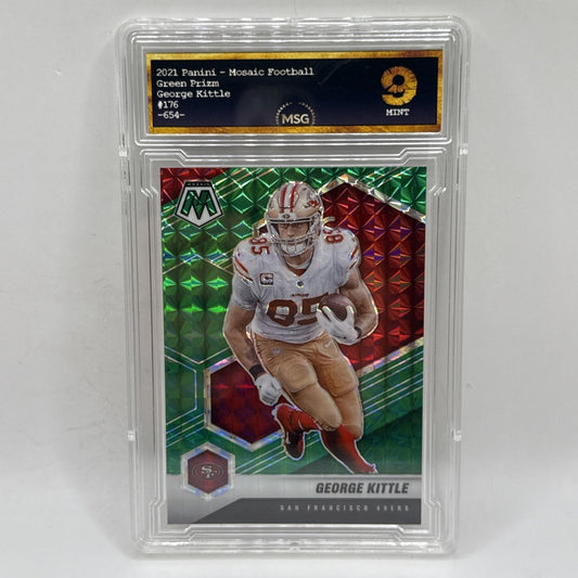 2021 Panini Mosaic #176 George Kittle San Francisco 49ers Green Prizm Graded 9