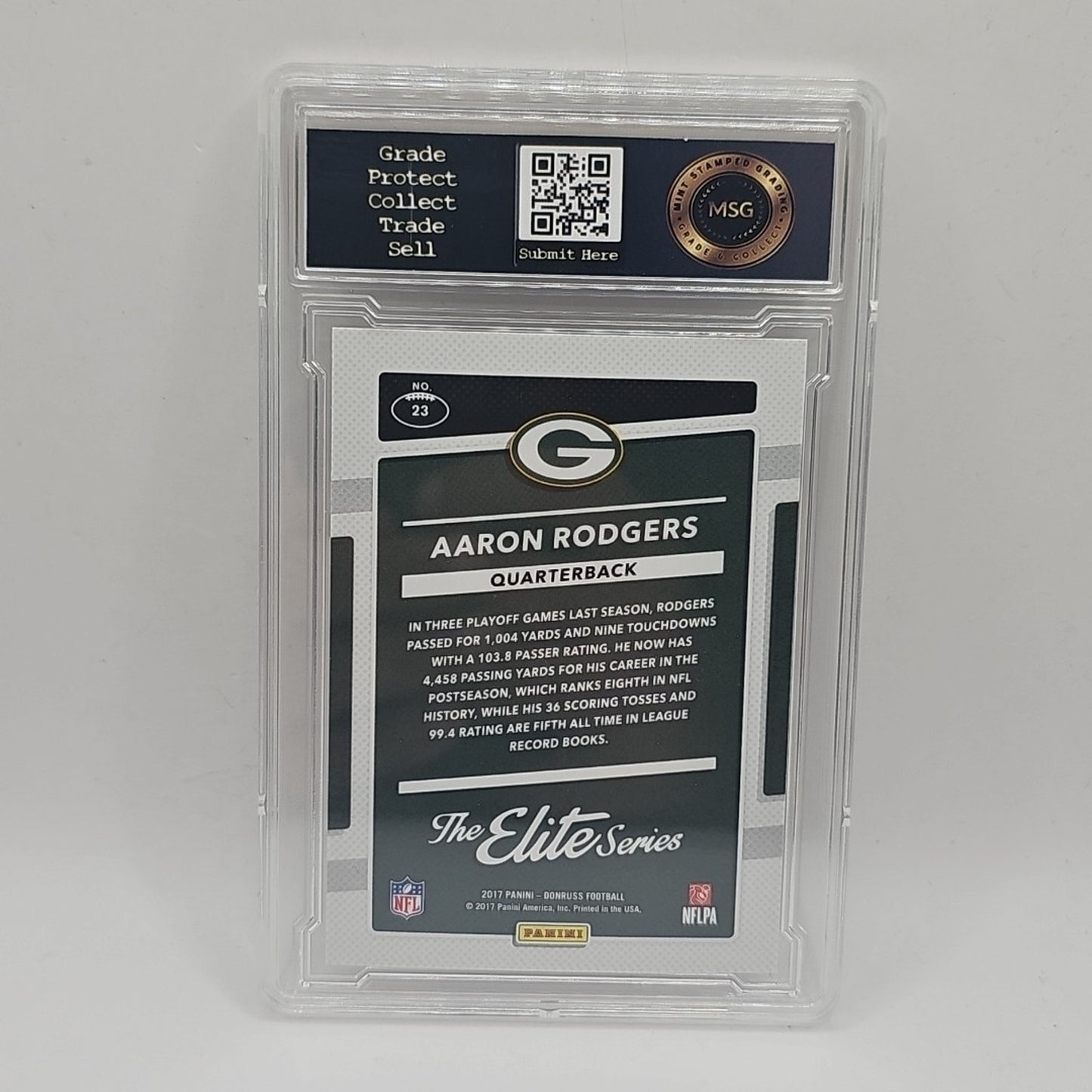 2017 Donruss #23 Aaron Rodgers The Elite Series Green Bay Packers Graded 10 Gem