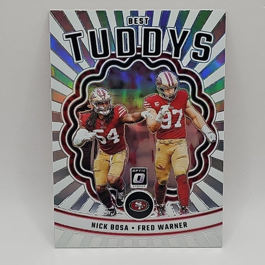 NICK BOSA FRED WARNER 2023 Optic #BT-NF Best Tuddys Holo Prizm 49ers