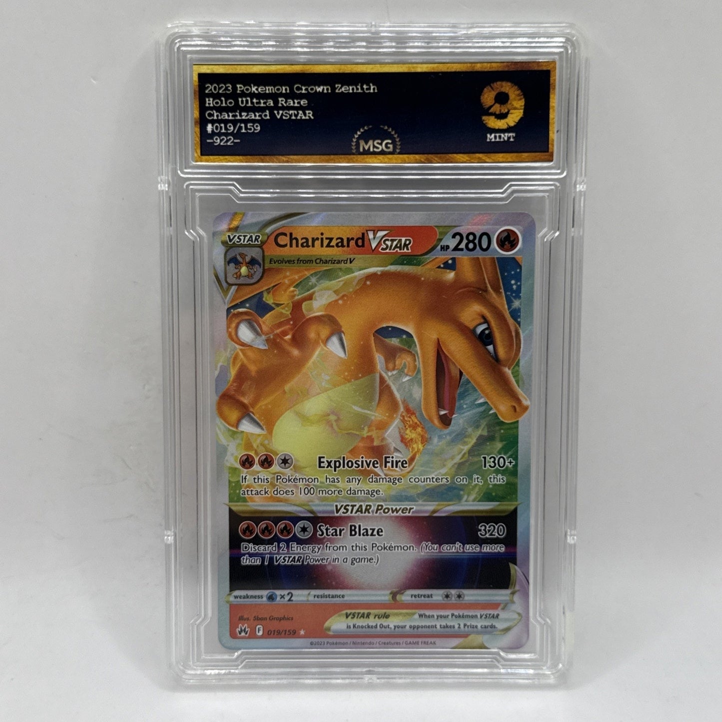 2023 Pokémon SWSH Charizard VSTAR #019/159 UR Crown Zenith Pokémon TCG Graded 9