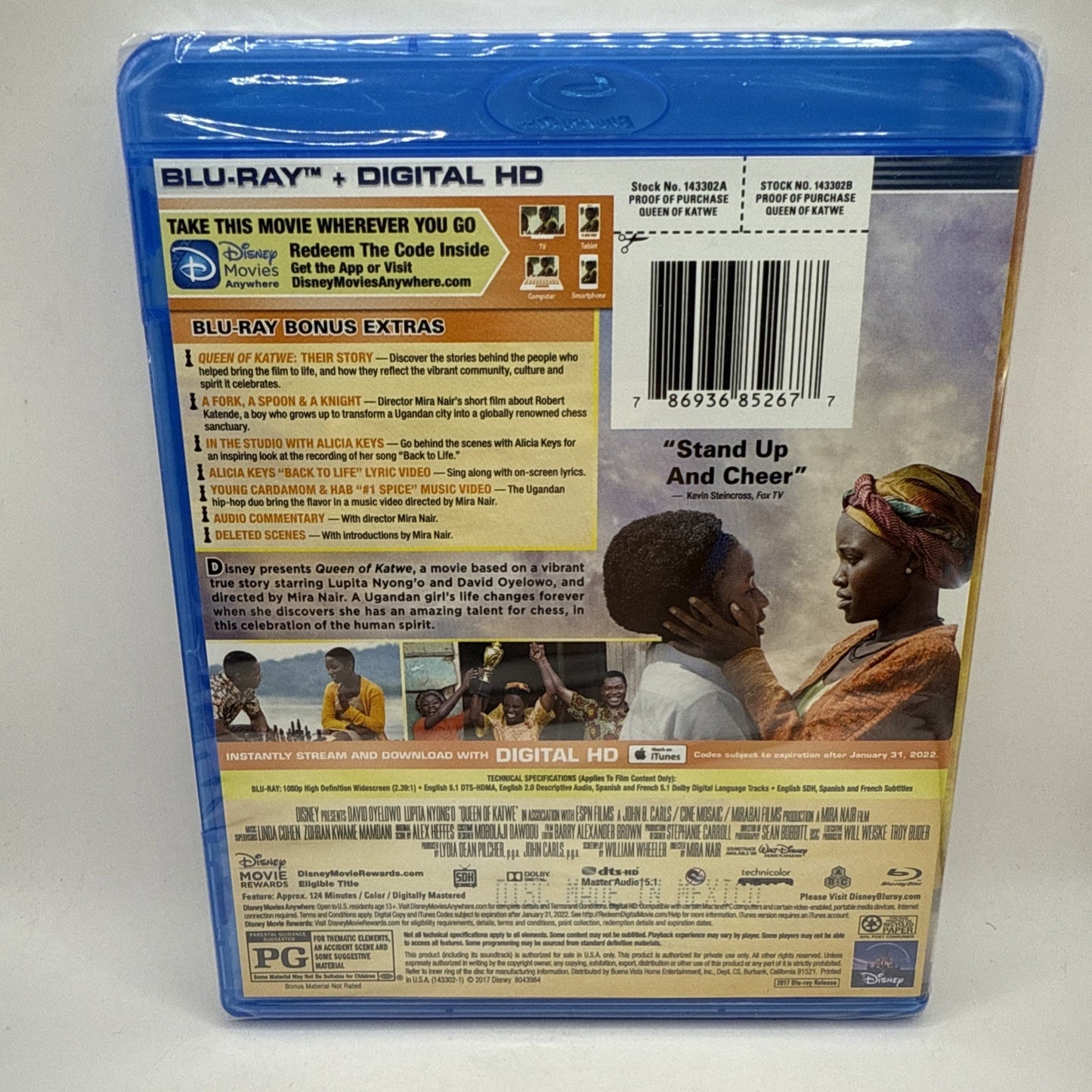 Disney Queen of Katwe (Blu-ray, 2017) NEW & SEALED Movie Collectible