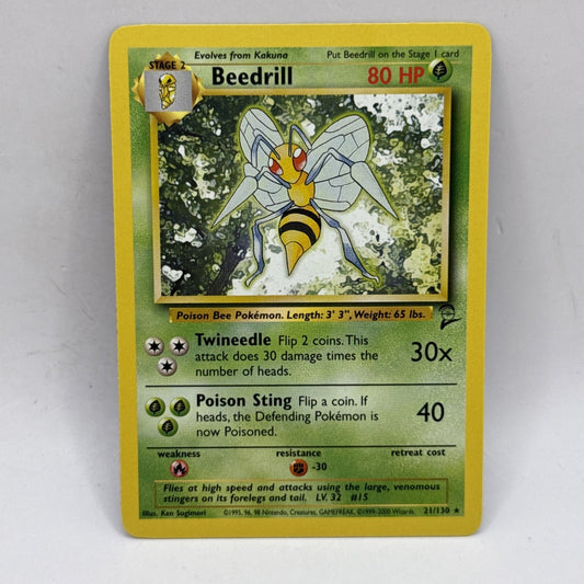 Pokémon Beedrill 021/130 Base Set 2 Regular Vintage Collectible Card MP