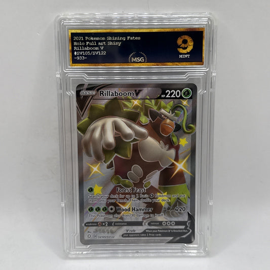 Rillaboom V 2021 Pokemon Sword & Shield Shining Fates #SV105 Graded 9 Mint Tcg